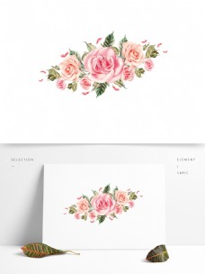 浪漫粉色玫瑰花装饰元素