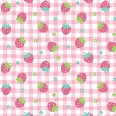花纹背景田园风草莓格子布料印花