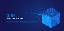 蓝色科技背景蓝色粒子3D方块科技背景图