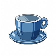 精致的蓝色咖啡杯