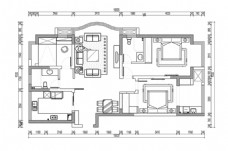 三居室户型CAD平面图