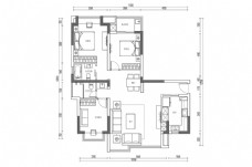 三房住宅CAD平面图