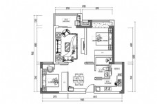 高层小两居户型CAD平面图