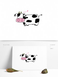 可爱小动物卡通手绘白色奶牛小清新可爱动物