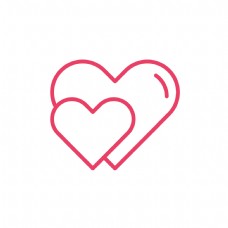 红心玫红色线性双爱心情人节图标