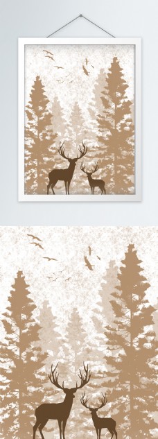 时尚森林麋鹿装饰画