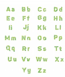 字体绿叶卡通字母表