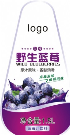 绿色叶子蓝莓汁包装瓶标瓶贴