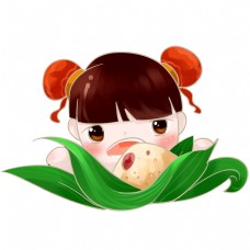 端午节粽子端午节习俗可爱的小女孩吃粽子