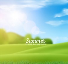 创意夏季阳光下的草地模糊风景