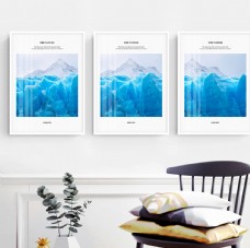 现代简约蓝色冰山风景装饰画