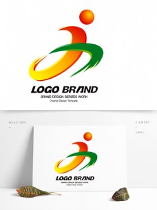 中国风设计矢量红绿中国风运动会logo标志设计
