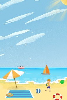 夏日海滩男孩背景banner