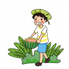 夏至夏日吃西瓜开心少年