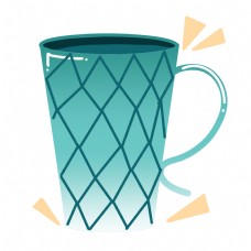 咖啡杯绿色立体水杯图案