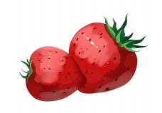 手绘自然夏季水果红色草莓免抠png装饰