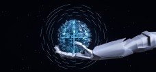 C4D机器人主题机械臂科技球海报背景