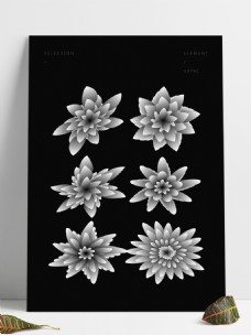 花朵创意创意黑白简约抽象花朵装饰图案