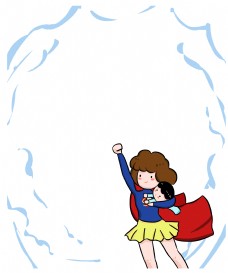 母亲节超人妈妈卡通创意边框