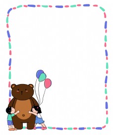 可爱儿童儿童节熊和气球卡通边框可爱童趣