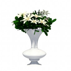 白色花白色陶瓷花瓶插花
