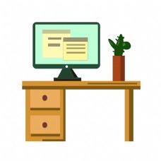 植物电脑桌子