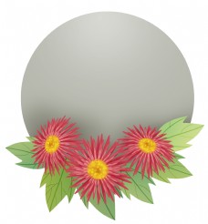 春季红色菊花圆形提示框