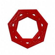 形色边框C4D创意红色七边形复古装饰边框