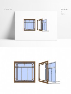 简约中式窗户窗框