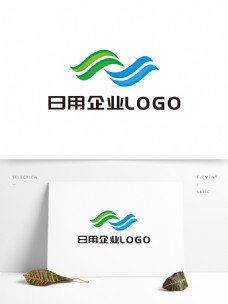 简约大气蓝绿色日用企业LOGO设计