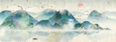 水墨中国风典雅水墨江山意境古风海报背景