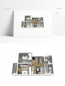 草图大师模型小户型住宅SU透视模型