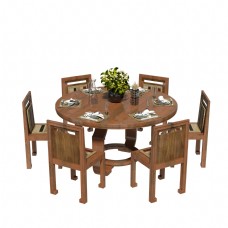 餐桌组合圆形实木餐桌椅组合