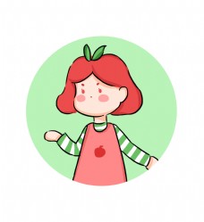 女人夏日苹果女孩拟人水果卡通创意头像