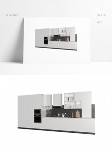 橱房现代简约厨房精品橱柜模型