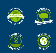 绿色世界地球日标签