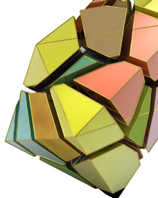 3D图形3d立体简约多彩七巧板精致几何图形