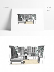 欧式厨房橱柜模型