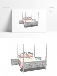 欧式公主床床头柜模型