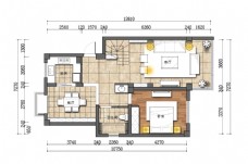 顶层住宅户型彩色平面图