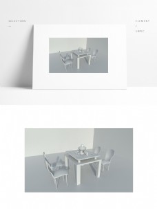 简约风格聚餐火锅桌模型图片