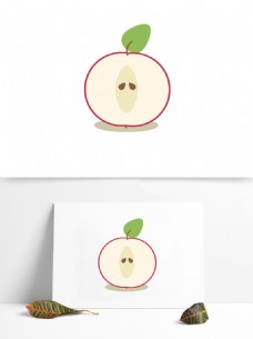 原创手绘一颗被切开的苹果