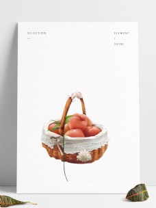 水果桃子篮装饰元素