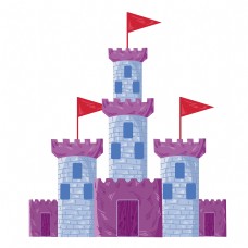 红色旗子城堡建筑