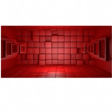 室内空间红色室内方格空间