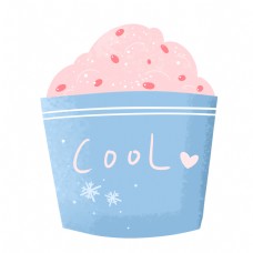 粉色蓝色粉红色可爱夏季清新红豆刨冰