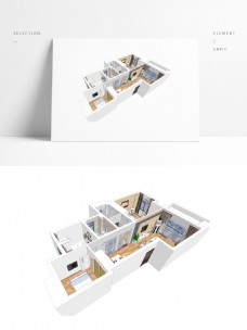 草图大师模型两房户型住宅草图大师全景模型