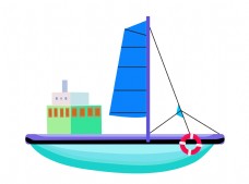 度假彩色帆船小船