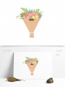 手绘韩系简约一束花朵