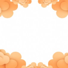 橙色祥云剪纸边框